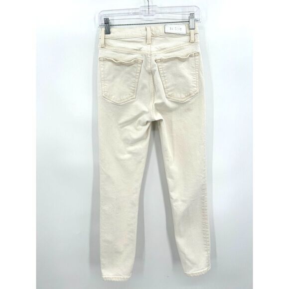 RE/DONE Vintage White Ivory 90's High Rise Ankle Crop Rigid Denim Jeans Size 26 - Picture 3 of 10